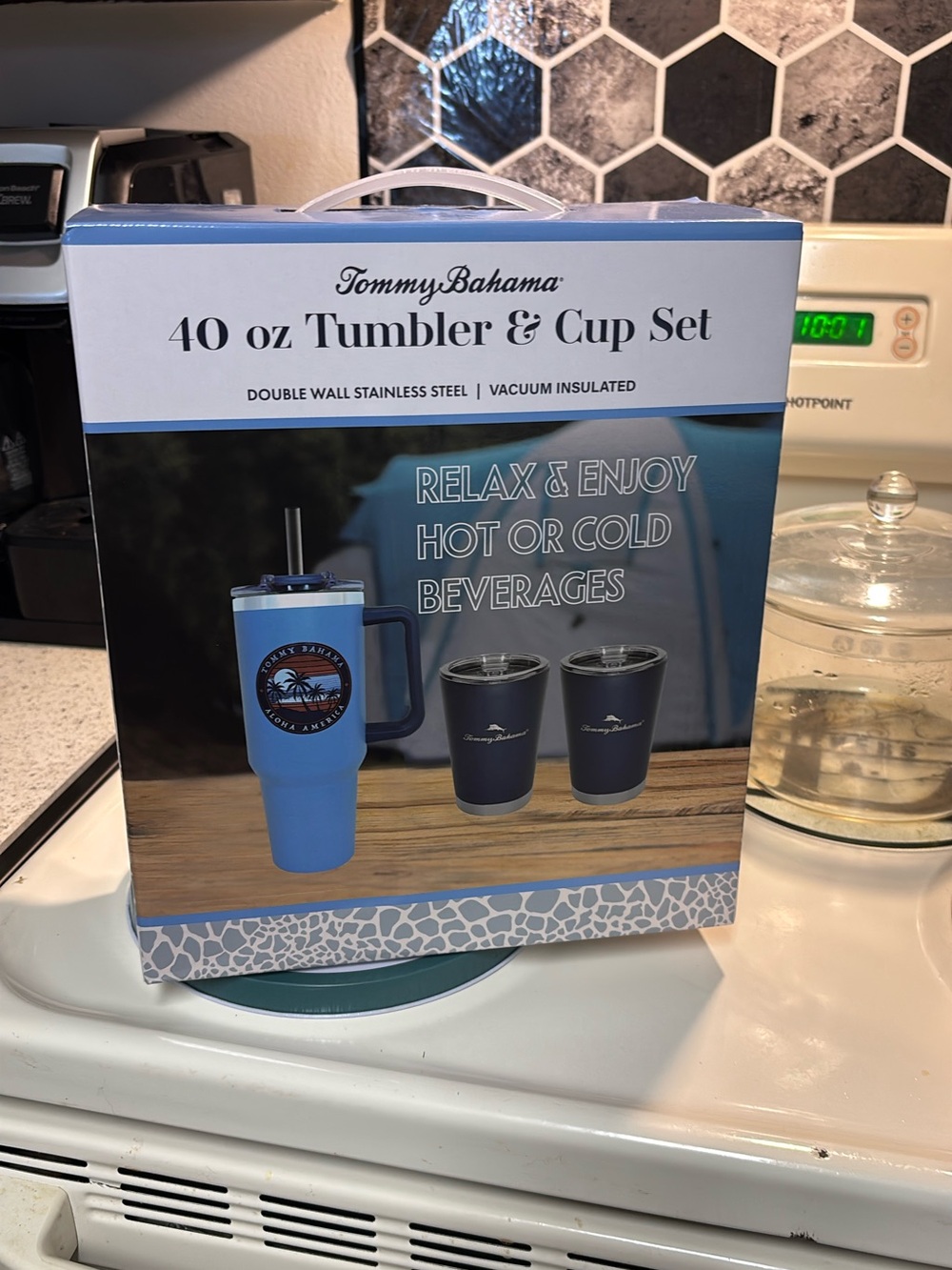 Tommy Bahama 40 oz Blue Tumbler & Cup Set - and Bento Box